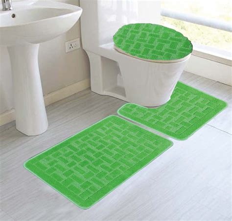lime green bathroom mat set